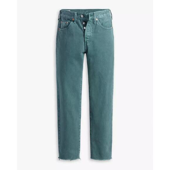 Levi's Premium 501 Original Green Misty Silver Pine Cropped Jeans Size W31 L26 - Picture 1 of 16